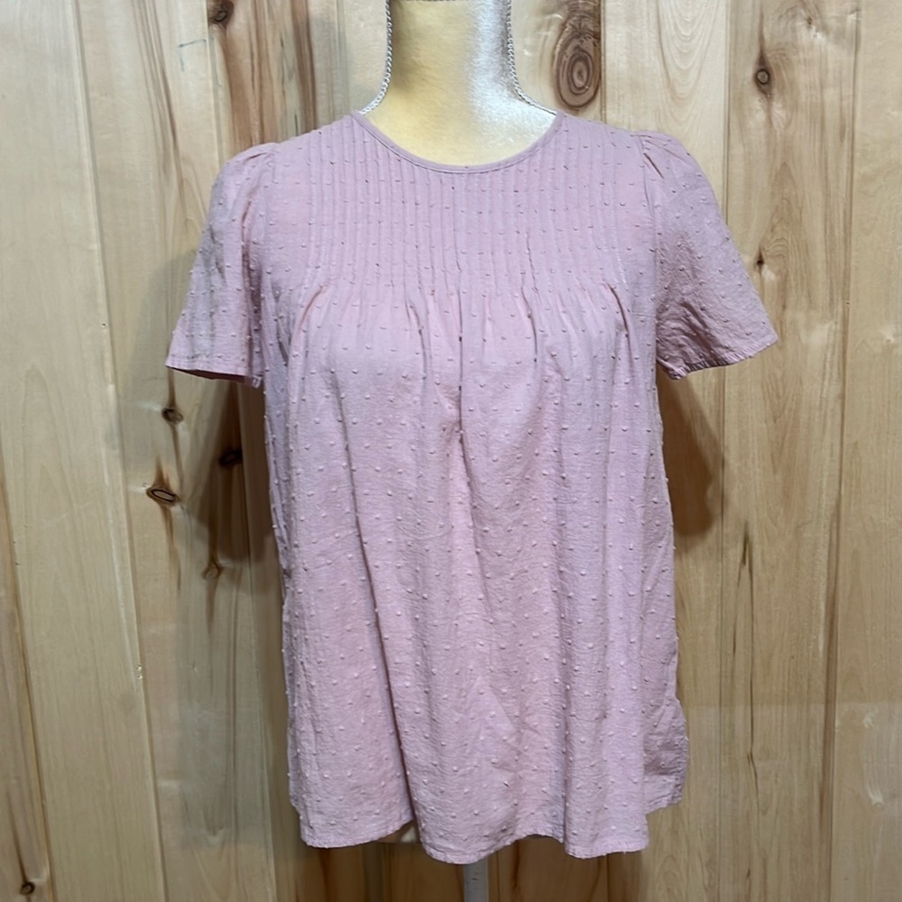 Madewell Light Pink Clip Dot Short Sleeve‎ Lightweight Top Size XS